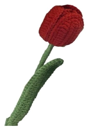 Handgemachte gestrickte Kunstblume aus Wolle, künstlicher Tulpenstrauß, handgefertigt for die Heimdekoration, Wollgarn, Häkelblume for Vase, handgewebt(5) von AQCDPJYU