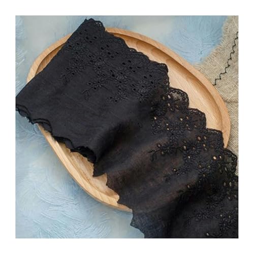 Vintage Spitzenband, Spitzenband, schwarzer Netzstoff, 1 Jahr, weißer Baumwollstickerei-Spitzenstoff, DIY-Besätze, Kettenwirkerei, Nähen(Black) von AQCDPJYU