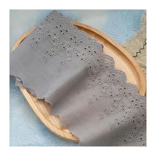 Vintage Spitzenband, Spitzenband, schwarzer Netzstoff, 1 Jahr, weißer Baumwollstickerei-Spitzenstoff, DIY-Besätze, Kettenwirkerei, Nähen(Gray) von AQCDPJYU