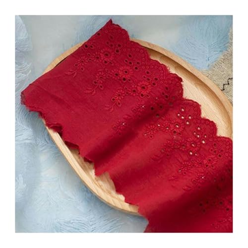 Vintage Spitzenband, Spitzenband, schwarzer Netzstoff, 1 Jahr, weißer Baumwollstickerei-Spitzenstoff, DIY-Besätze, Kettenwirkerei, Nähen(Red) von AQCDPJYU