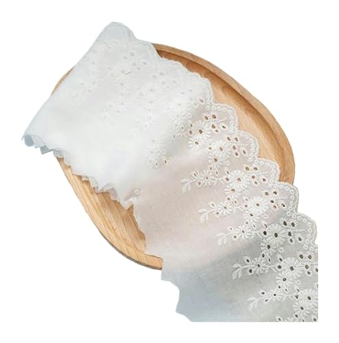 Vintage Spitzenband, Spitzenband, schwarzer Netzstoff, 1 Jahr, weißer Baumwollstickerei-Spitzenstoff, DIY-Besätze, Kettenwirkerei, Nähen(White) von AQCDPJYU