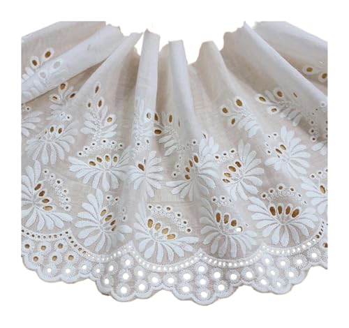 Vintage Spitzenband, Spitzenband, schwarzer Netzstoff, 1 Jahr, weißer Baumwollstickerei-Spitzenstoff, DIY-Besätze, Kettenwirkerei, Nähen(White 20cm Wide) von AQCDPJYU