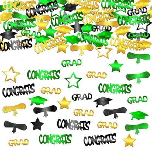 100 Stück Glitzer Abschluss Deko Konfetti, Graduation Deko 2025 Bachelor Deko Konfetti, Mehrfarbiges Tischkonfetti für High School College Grade Party Decor (100pcs,grün) von AQCQDQ