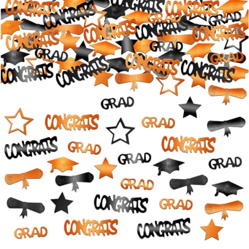 100 Stück Glitzer Abschluss Deko Konfetti, Graduation Deko 2025 Bachelor Deko Konfetti, Mehrfarbiges Tischkonfetti für High School College Grade Party Decor (100pcs,orange) von AQCQDQ