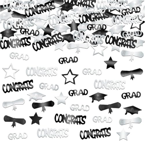 100 Stück Glitzer Abschluss Deko Konfetti, Graduation Deko 2025 Bachelor Deko Konfetti, Mehrfarbiges Tischkonfetti für High School College Grade Party Decor (100pcs,silbrig) von AQCQDQ