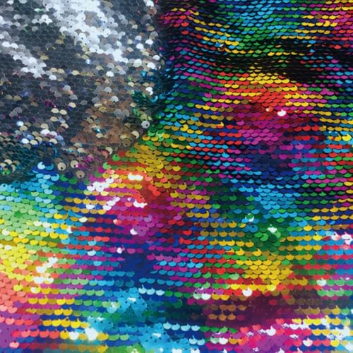 130×100cm Pailletten Material Meerjungfrau von Das Hof Zweifarbig Sequenz, Zweifarbiger Sequenzstoff, Glitzerndes Netz, Sensorischer Wand Pailletten Flip Stoff (22hao,130×100cm) von AQCQDQ