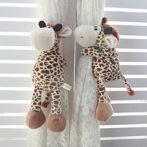 2 Stück Dschungel Tier Vorhang Schnalle niedlich Vorhang Band, Tiere ausgestopft Cartoon Vorhang Ringe, Dschungel Cartoon Tier Vorhanggurte Vorhang Schnalle Haken für Kinder Schlafzimmer (Giraffe) von AQCQDQ