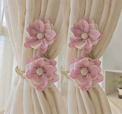 2 Stück Gardinenhalter Cartoon Blume Seil, Blumen Gardinen Raffhalter, Vorhang Raffhalter, Bunte Blumen Raffhalter für Vorhänge (Hellviolett) von AQCQDQ