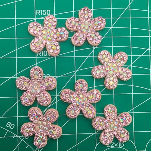 20 Stück Blumen Liebe Glänzende Strass-Patches, Rosa Krone Liebe-Herzen Bogen Blumen Strass Perle Patches Applikationen für Kleidung Hüte Schuhe DIY-Bastelbedarf (Blume-A) von AQCQDQ