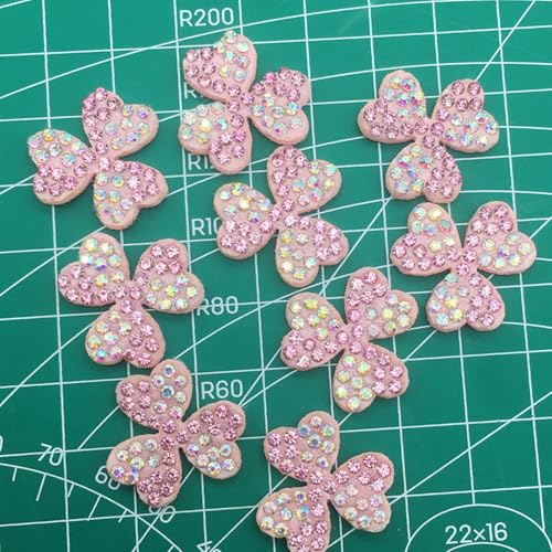 20 Stück Blumen Liebe Glänzende Strass-Patches, Rosa Krone Liebe-Herzen Bogen Blumen Strass Perle Patches Applikationen für Kleidung Hüte Schuhe DIY-Bastelbedarf (Blume-B) von AQCQDQ