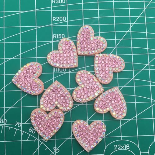 20 Stück Blumen Liebe Glänzende Strass-Patches, Rosa Krone Liebe-Herzen Bogen Blumen Strass Perle Patches Applikationen für Kleidung Hüte Schuhe DIY-Bastelbedarf (Herz) von AQCQDQ