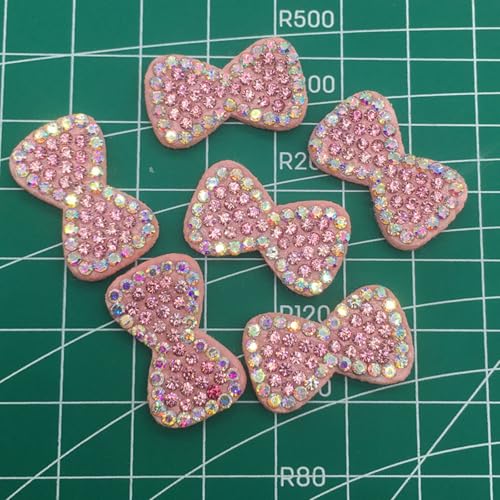 20 Stück Blumen Liebe Glänzende Strass-Patches, Rosa Krone Liebe-Herzen Bogen Blumen Strass Perle Patches Applikationen für Kleidung Hüte Schuhe DIY-Bastelbedarf (Schleife) von AQCQDQ