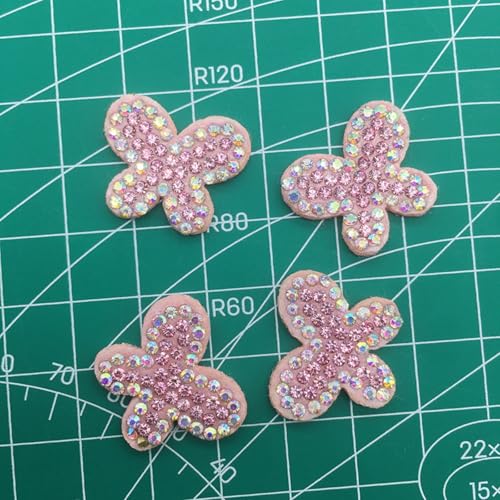 20 Stück Blumen Liebe Glänzende Strass-Patches, Rosa Krone Liebe-Herzen Bogen Blumen Strass Perle Patches Applikationen für Kleidung Hüte Schuhe DIY-Bastelbedarf (Schmetterling) von AQCQDQ