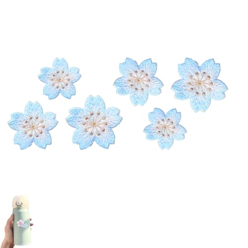 3D Blumen Applikationen zum Aufnähen, Bestickte Aufnäher Blume, Rosa Kirschblüten Blume Stickerei Patch, Flicken zum Aufbügeln für DIY-Kleidung T-Shirt Hut Rucksäcke (Blau) von AQCQDQ