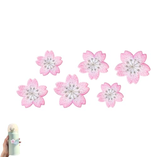 3D Blumen Applikationen zum Aufnähen, Bestickte Aufnäher Blume, Rosa Kirschblüten Blume Stickerei Patch, Flicken zum Aufbügeln für DIY-Kleidung T-Shirt Hut Rucksäcke (Rosa) von AQCQDQ