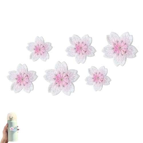 3D Blumen Applikationen zum Aufnähen, Bestickte Aufnäher Blume, Rosa Kirschblüten Blume Stickerei Patch, Flicken zum Aufbügeln für DIY-Kleidung T-Shirt Hut Rucksäcke (Weiß-Rosa) von AQCQDQ