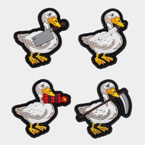 4 Stück Klett Patches, Weiße Gänse Klettverschluss Patch, Weichplastik Ente Gänsebissmesser Zauberaufkleber für Rucksäcke Jeans Militär von AQCQDQ