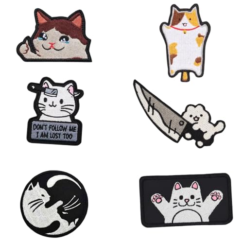 6PCS Patches Katzen, Süße Katze Klett Patches, Schwarze Katzen-Aufnäher, Katzen DIY Aufkleber Zubehör Tier Katze Kätzchen Sticker Stickflicken 6PCS Patches Katzen, Süße Katze Klett Patches, Schwarze Katzen-Aufnäher, Katzen DIY Aufkleber Zubehör Tier Katze Kätzchen Sticker Stickflicken von AQCQDQ