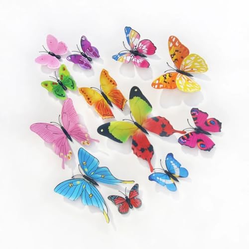 72 Stück 3D Schmetterling Wandaufkleber Dekoration Wandtattoo Abnehmbare Wandaufklebe Schlagfestem Kunststoff Schmetterling Dekorationen Wand (Regenbogen A,72pc) von AQCQDQ