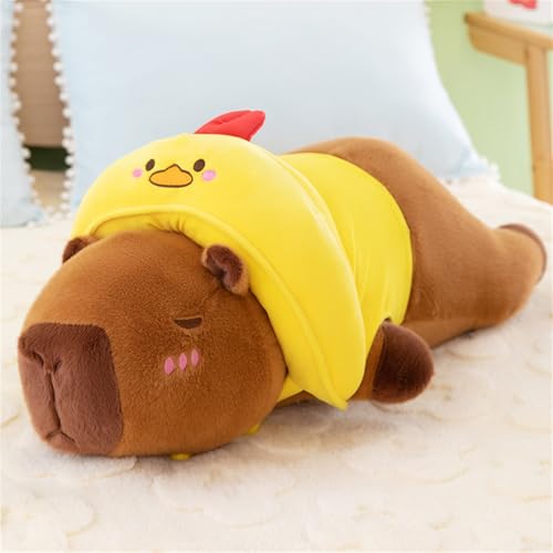 AQCQDQ Capybara Plüschtier, Kuscheltier Capybara mit Kleidung, Capibara Plüschtiere Lange Puppen, Capybara Plüsch Kissen, Geschenk für Kinder Jungen Mädchen (80 cm,Huhn) von AQCQDQ