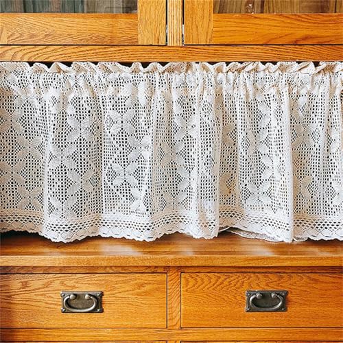 AQCQDQ Scheibengardine, Unifarbige Kurzstore Transparente, Scheibengardine Bistrogardine Weiß Halbtransparente Vorhänge, Kurzgardine für Wohnzimmer Schlafzimmer Flur (W120 x H60 cm) von AQCQDQ