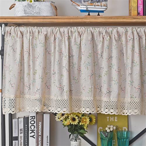 AQCQDQ Scheibengardine Voile Bistrogardine, Kurzvorhang Küchen, Landhausstil Kurzgardinen, Kleiner Floraler Spitzen-Kurzvorhang, Kurzgardine für Wohnzimmer Schlafzimmer (B140 x H60 cm) von AQCQDQ