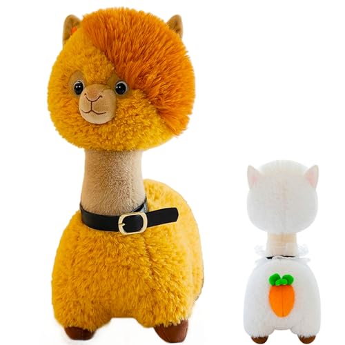 Alpaka Kuscheltier Stand Alpaka Plüschtier Alpaka Kissen Lama Kuscheltier Alpaka Stofftier Plüschtier,Kuscheltier Alpaka Plüsch für Mädchen Jungen (47 cm,Braun) von AQCQDQ