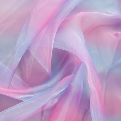 Regenbogen Tulle Tüll DIY Organza Stoffe zum Nähen Meterware Tüllstoff Meterware, DIY Schmuck, Leichter und Atmungsaktiver Tüll, Tischläufer Geschenkband Schleife Nähen Basteln Stoff (1,Lila;) von AQCQDQ