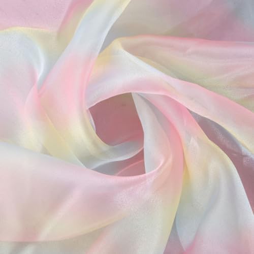 Regenbogen Tulle Tüll DIY Organza Stoffe zum Nähen Meterware Tüllstoff Meterware, DIY Schmuck, Leichter und Atmungsaktiver Tüll, Tischläufer Geschenkband Schleife Nähen Basteln Stoff (1,Rosa) von AQCQDQ