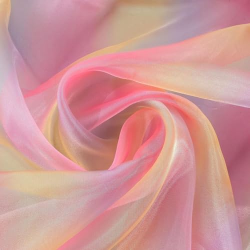 Regenbogen Tulle Tüll DIY Organza Stoffe zum Nähen Meterware Tüllstoff Meterware, DIY Schmuck, Leichter und Atmungsaktiver Tüll, Tischläufer Geschenkband Schleife Nähen Basteln Stoff (1,orange) von AQCQDQ