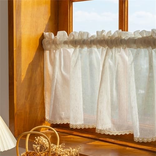 Scheibengardine Bistrogardine Boho Blickdicht Spitze Scheibengardine Häkelgardine Landhaus Kurzgardine Landhausstil Vintage Baumwolle Stoff Halbe Gardinen Fenster Für Kleine Fenster (BxH 270x40 cm) von AQCQDQ