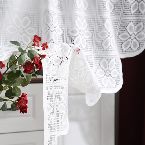 Scheibengardinen 60 cm Hoch, Vorhang Küchenschrank, Bistrogardine Kleine Gardinen Für Fenster, Blickdicht Spitze Kurzgardine Landhausstil Vintage Wohnmobil Kaffeehaus Gardinen (#B-HxB 60x132 cm) von AQCQDQ