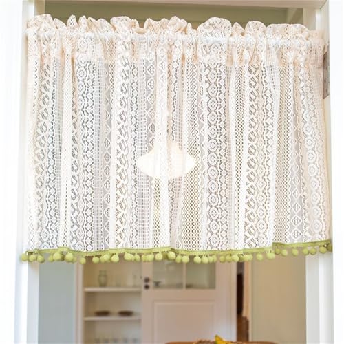 Scheibengardinen Leinen Boho Bistrogardine Leinen, Kurzgardine Landhausstil Vintage Fenster Vorhang Häkelgardine Landhaus Semi-Transparente Verdunkelungsvorhänge Mit Kleiner Fellball (BxH 140x70 cm) Scheibengardinen Leinen Boho Bistrogardine Leinen, Kurzgardine Landhausstil Vintage Fenster Vorhang Häkelgardine Landhaus Semi-Transparente Verdunkelungsvorhänge Mit Kleiner Fellball (BxH 140x70 cm) von AQCQDQ