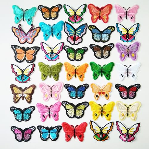 Schmetterling Patches zum Aufbügeln, Bestickte Aufnäher Schmetterling, Flicken zum Aufbügeln, Patches Klett für Hut, Jeans, Jacken Rucksäcke, DIY-Zubehör 35PCS Schmetterling Patches zum Aufbügeln, Bestickte Aufnäher Schmetterling, Flicken zum Aufbügeln, Patches Klett für Hut, Jeans, Jacken Rucksäcke, DIY-Zubehör 35PCS von AQCQDQ