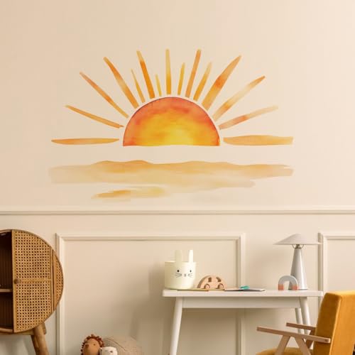 Sonne Wandsticker, Wandtattoo Sonne Kinderzimmer, Selbstklebend Wandaufkleber Boho Sonne Wandaufkleber für Babyzimmer Mädchen Schlafzimmer (A) von AQCQDQ