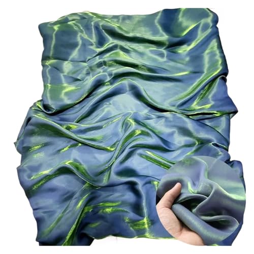 AQIOERH Satinstoffe 100 x 150 cm Farbverlauf Zweifarbiger Seidenstoff for Designer-Styling, Moderöcke, Nähen, Brautschleier, Ballkleid(Blue Green) von AQIOERH