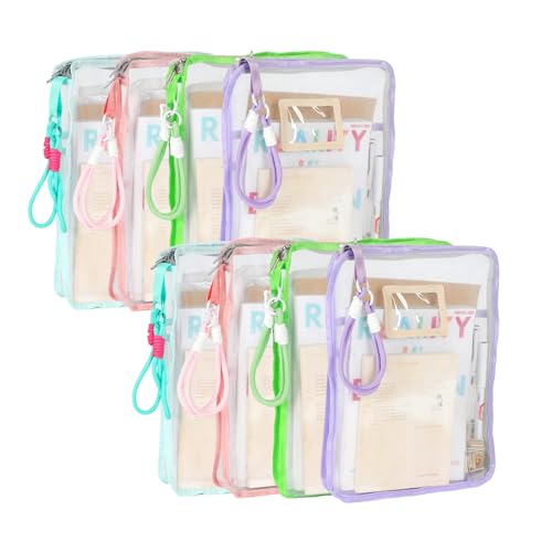 8 Stück Netztaschen mit Reißverschluss, transparent, leicht, A4-Größe, Aktenordner, mehrlagig, Dokumenten-Organizer mit Gurt für Büro- und Schulbedarf 8 Stück Netztaschen mit Reißverschluss, transparent, leicht, A4-Größe, Aktenordner, mehrlagig, Dokumenten-Organizer mit Gurt für Büro- und Schulbedarf von AQQHSAIN