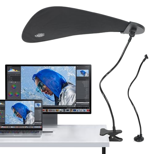 Verstellbarer Lampenschirm für den Schreibtisch, tragbarer Laptop-Sonnenschutz, Lichtschutz für Arbeiten im Freien, Büro, Schreibtischzubehör mit schwarzem Schirm von AQQHSAIN