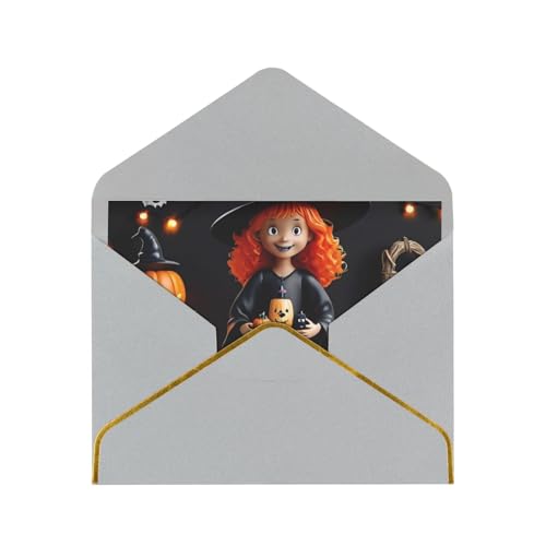 AQRMNBV Lustige Halloween-Dekoration, Hexe, bedruckte Grußkarte mit Umschlag, gefaltete Blanko-Grußkarten für Hochzeiten, Geburtstage AQRMNBV Lustige Halloween-Dekoration, Hexe, bedruckte Grußkarte mit Umschlag, gefaltete Blanko-Grußkarten für Hochzeiten, Geburtstage von AQRMNBV