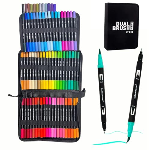 Dual Brush Marker Stifte, 72 Farben, Kunstmarker-Set mit feinen und Pinselspitzen, Marker für Erwachsene, Malbücher für Erwachsene, kein Verlaufen, kann für Notizen, Planer, Handlettering Dual Brush Marker Stifte, 72 Farben, Kunstmarker-Set mit feinen und Pinselspitzen, Marker für Erwachsene, Malbücher für Erwachsene, kein Verlaufen, kann für Notizen, Planer, Handlettering von AQTQA
