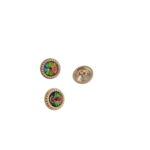 AQXYWQLL 12,5/15/18/21 MM Strass Runde Taste Mode Dekor Schmuck Metall Gold Knöpfe Von Kleidung Nähen zubehör DIY(Multi golden,15mm 6pcs) von AQXYWQLL
