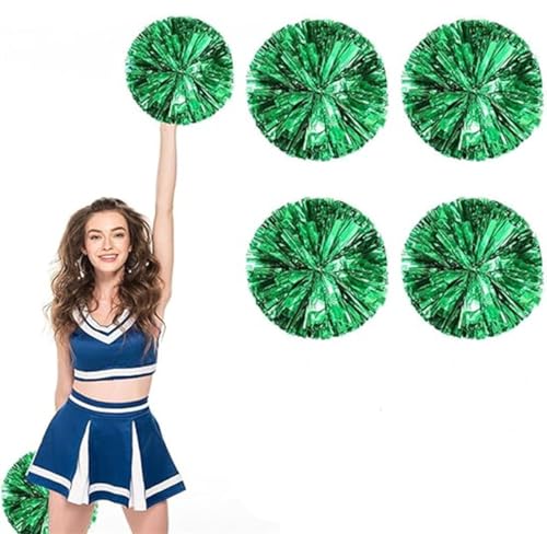 4pcs Metallic Cheerleading Pom Poms, Cheerleader Poms mit Schlägergriff, für Schule Tanz Sport Team Geist Jubeln (Grün) von AQYSHU