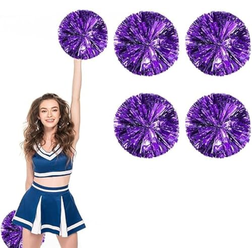 4pcs Metallic Cheerleading Pom Poms, Cheerleader Poms mit Schlägergriff, für Schule Tanz Sport Team Geist Jubeln (Lila) von AQYSHU