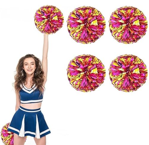 4pcs Metallic Cheerleading Pom Poms, Cheerleader Poms mit Schlägergriff, für Schule Tanz Sport Team Geist Jubeln (Roségold) von AQYSHU
