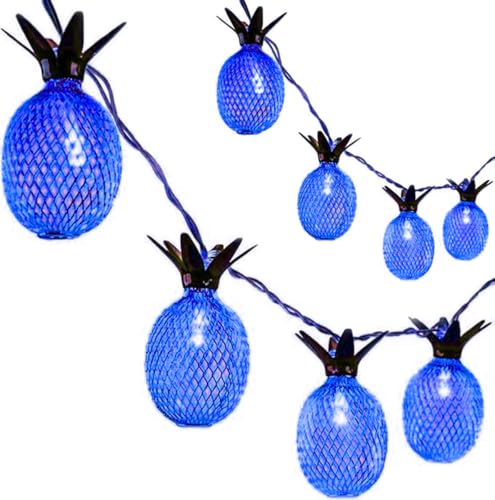 AQYSHU Ananas LED Fairy String Lights, batteriebetrieben, Dekoration für den Innen- und Außenbereich, für Party, Hochzeit, Weihnachten, Hawaiianische Sommerstrand-Themen (Blau, 2 m, 10 LED) von AQYSHU