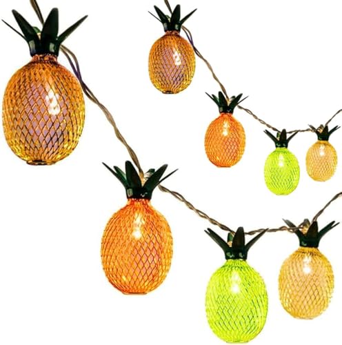 AQYSHU Ananas LED Fairy String Lights, batteriebetrieben, Innendekoration im Freien für Party, Hochzeit, Weihnachten, Hawaiian/Summer Beach Themes (Farbe, 6m40LED) von AQYSHU