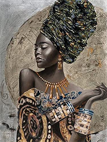 AQjept 5D Diamond Painting Porträt Einer Afrikanischen Frau Full Bohrer Diamant Malerei Handgemachtes Wohnzimmer Wanddekoration 40X50Cm Rahmenlos von AQjept