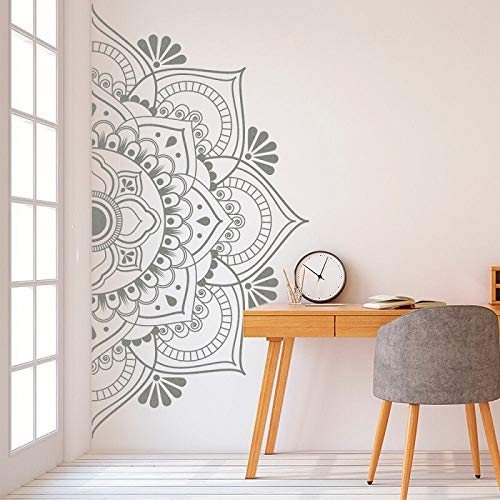 Halber Mandala Wandtattoo Vinyl Aufkleber Nacht Schlafzimmer Boho Style Dekoration Yoga Studio Dekoration Wandbild 128x63cm von AQjept