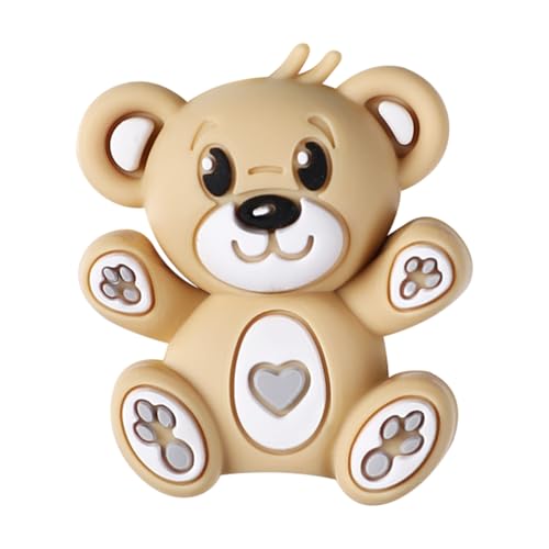 Silikon-Bär-Perlen, niedliches 3D-Tierbär-Design, flache Abstandshalter-Perlen für die Herstellung von Schlüsselbändern, Schlüsselband, DIY, Stiftperlen, Handwerk (Braunbär) von ARAKIERST