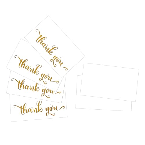 ARBEIT Dankeskarten, weiß und gold, 8,9 x 5,1 cm, für Kunden, Lehrer, Kollegen, Freunde, 100 Stück von ARBEIT